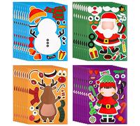 PEUTIER 32 Pezzi di Adesivi di Natale per Bambini, Adesivi Natalizi Autoadesivi Fai-da-Te Adesivi Impermeabili per Scrapbooking per Artigianato Natalizio Bomboniere Adesivi per Feste