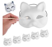 PEUTIER 5pz Maschere per Gatti con Rete per Occhi, Maschera per Gatti Therian Giocosa Maschera per Gatti Vuota Maschera per Travestimento Costume di Scena per Cosplay Festa di Carnevale di Halloween
