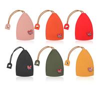 PEUTIER 6pz Estraibile Custodia per Chiavi Dell'Auto, Grande Capacità Carino Portachiavi con Ornamento a Forma Cuore Pelle PU Custodia per Chiavi Portatile per San Valentino Donna Uomo (6 Colori)
