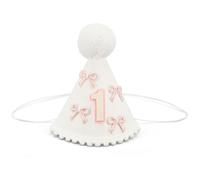 PEUTIER Cappello Cono Bianco Fiocco Rosa, Decorazioni Prima Festa Compleanno Cappello Compleanno Bambino Cappelli Feste Compleanno Carini Forniture Cappelli Rosa per 1° Compleanno per Neonate