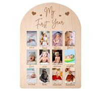 PEUTIER Pannello Portafoto per Il Mio Primo Anno, Cornice per Foto 12 Mesi Portafoto per Neonato per Decorazioni per la Scuola Materna del Compleanno del Bambino