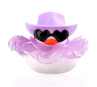 PEUTIER Paperella di Gomma, Paperella di Gomma per Macchinina Accessori per Paperella per Auto con Cappello a Cilindro Occhiali da Sole Gonna per Decorazione per Scrivania (Viola)