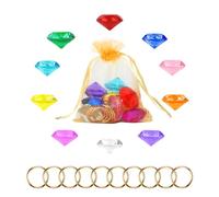 PEUTIER Set di Smeraldi del Caos, Include 10 Pezzi Gemme di Diamanti Acrilici con 10 Pezzi Anelli di Potere in Oro Caccia al Tesoro dei Pirati Gioielli per Compleanno Bomboniere Forniture Decorazioni