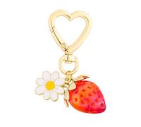 PEUTIER Simpatico Portachiavi a Forma di Fragola, Portachiavi a Forma di Cuore con Fragola e Fiore Margherita per Borsa Accessori Decorazioni per Borsetta da Donna Regalo per Ragazze