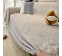 Pevfeciy Coperta Divano con 2 federe Copri Divano per divani da 1, 2, 3, 4 posti Protezione per Divano da Gatti e Cani Copridivano con Nappe Morbido e Traspirante,A28,180x340cm