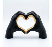 Pevfeciy Scultura decorativa nera, S con gesto a mano, a forma di cuore, statue decorative moderne per tavolino da caffè, soggiorno, camera da letto, libreria, ufficio, decorazione della stanza