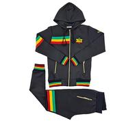 Peviani Time Is Money - Set tuta da uomo Rasta con cappuccio e pantaloni da jogging, 100% poliestere, ispirato al reggae, 5 colori, streetwear e loungewear, Nero , S