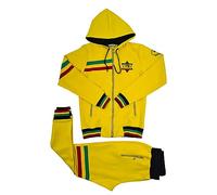 Peviani Time Is Money - Set tuta da uomo Rasta con cappuccio e pantaloni da jogging, 100% poliestere, ispirato al reggae, 5 colori, streetwear e loungewear, Giallo, S
