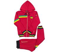 Peviani Time Is Money - Set tuta da uomo Rasta con cappuccio e pantaloni da jogging, 100% poliestere, ispirato al reggae, 5 colori, streetwear e loungewear, Rosso, M