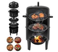 Peviasot Affumicatore 3 in 1, affumicatore per affumicare, grigliare e cucinare, barbecue a carbonella con termometro, coperchio e maniglia, 2 livelli di diametro 40 x 80 cm, barbecue Smoker per