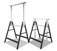 Peviasot Cavalletto telescopico per ponteggio, altezza di lavoro variabile 80-130 cm, altezza di lavoro regolabile in 7 posizioni, supporto in metallo, portata massima 200 kg, colore nero
