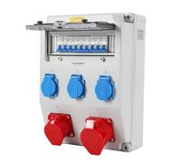 Peviasot Distributore di corrente IP65 senza FI, con CEE 16A & 32A 400V e Schuko 230V, distributore a parete a 5 poli per cantieri, industrie, interni ed esterni, alloggiamento resistente alle