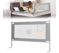 Peviasot Griglia per letto regolabile in altezza, 70 - 98 cm, 200 x 70 cm, protezione contro le cadute, colore grigio, con motivo, griglia per bambini