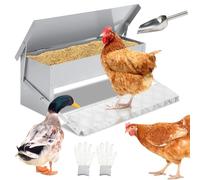 Peviasot Mangiatoia automatica con pedale automatico e coperta impermeabile, 1 mangiatoia automatica per pollo, 5 kg, con protezione per topi (guanti + cucchiaio in acciaio inox), zincata
