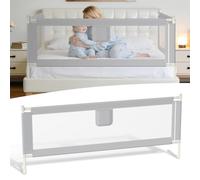 Peviasot Rete letto 200 x 80 cm - Altezza regolabile protezione contro le cadute letto con chiusura di sicurezza, stabile griglia di protezione per letto e letto dei genitori, un lato, grigio