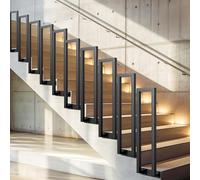 Peviasot Ringhiera per scale, ringhiera bianca a forma di U da 85 cm, corrimano metallico, ringhiera per scale con tubo quadrato per villette e appartamenti, montaggio laterale