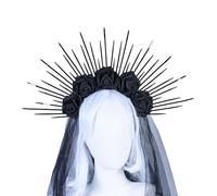 PEVive Fascia per capelli da donna con velo, diadema, elegante, stile barocco, copricapo da sposa