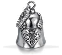 PEVRUAY Campanella guardian bell Portafortuna Moto Cuore Alato Protezione Motociclista Biker Triker, Amuleto Fornito in Custodia Regalo in Velluto