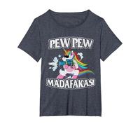 Pew Pew madafakas! Pistole Unicorno Maglietta, Donna Plus-Size, Pervinca, 5X