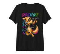 Pew Pew Pew Funny Dog Space Laser Blaster Puppy Humor Maglietta Premium