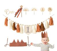 Pewell Banner per seggiolone per primo compleanno, ghirlanda di tulle, decorazione per il primo compleanno, decorazione per torta con bandierine per bambini, decorazione per torte e torte