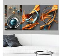 PEWFBS Dipinti su tela con geometrie arancioni e blu, stampe su tela astratte moderne, stampe minimaliste per soggiorno, 30x45cmx3 senza cornice