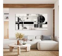 PEWFBS Grande dipinto moderno minimalista astratto geometrico su tela, estetico, nero, bianco e grigio, per soggiorno (90x180 cm/senza cornice)