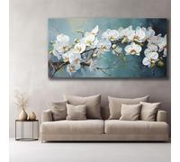 PEWFBS Moderna tela astratta con orchidea e serenità, arte da parete orizzontale, per pareti del bagno, decorazione della sala da pranzo, 80x160 cm, senza cornice.