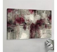 PEWFBS Quadri su tela astratti bordeaux e grigi con texture marmorizzata, poster e stampe, opere d'arte su tela per soggiorno, 30x60 cm, senza cornice.