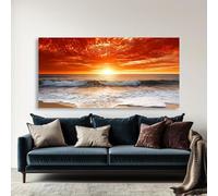 PEWFBS Quadro moderno astratto con tramonto sul mare, poster orizzontale con decorazioni costiere per soggiorno, decorazione per la casa, 60x120 cm, senza cornice.