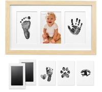 PewinGo Cornice con Impronta Bimbo, Set Impronte Bimbi con un Touchpad 100% Safe For Baby Senza Inchiostro- un Ricordo per il Bambino-Oak