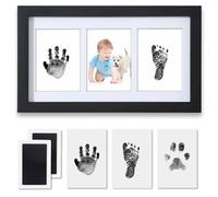 PewinGo Cornice con Impronta Bimbo, Set Impronte Bimbi con un Touchpad 100% Safe Inclusi 2 Tamponi D'inchiostro e 6 Schede di Stampa- un Ricordo per il Bambino-Nero