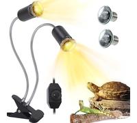 PewinGo Lampada Tartarughe (con 2 lampadine da 50W), Dimmerabile, Lampada Rettile UVA UVB, per Serpente, Lucertola, Cacatua, Camaleonte ecc