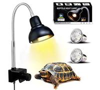 PewinGo Lampada uvb Tartarughe, Lampada Rettile e Anfibio con 2 Lampadine UVA UVB a Punto Basking e Morsetto Girevole a 360 °Adatto per Tartaruga, Serpente, Lucertola, Cacatua, Camaleonte ecc