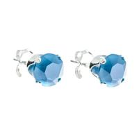 pewterhooter Orecchini a perno da donna in argento Sterling con cristalli austriaci azzurri vintage, con confezione regalo