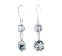 pewterhooter Orecchini pendenti da donna in argento Sterling con cristalli austriaci bianchi e azzurri, stile vintage, con confezione regalo