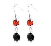 pewterhooter Orecchini pendenti da donna in argento Sterling con cristalli austriaci neri e giacinti arancioni, in confezione regalo
