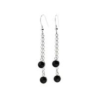pewterhooter Orecchini pendenti da donna in argento Sterling con cristalli austriaci neri, stile vintage, con confezione regalo
