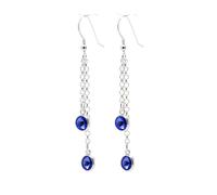 pewterhooter Orecchini pendenti da donna in argento Sterling con cristallo austriaco blu zaffiro, stile vintage, con confezione regalo