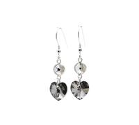 pewterhooter Orecchini pendenti da donna in argento Sterling con diamanti bianchi e neri in stile vintage, con confezione regalo