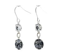 pewterhooter Orecchini pendenti da donna in argento Sterling con diamanti neri e diamanti bianchi in cristallo austriaco, in confezione regalo