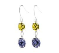 pewterhooter Orecchini pendenti da donna in argento Sterling con tanzanite e girasole in stile vintage, con cristalli austriaci e confezione regalo