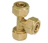 PEX-AL-PEX Tube Outer Diameter 16/18/20/25mm Equal Tee 3 Ways Brass Pipe Fitting For Solar Water Heater(16x20mm)