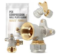 PEX arco con disco da parete 16 x 1/2" IG, riscaldamento ad acqua, raccordi a vite e compressione, piastra da parete, gomito, tubazione