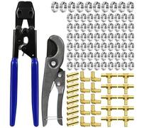 PEX Cinch Clamp Tool Kit, 3/8 "a 1" PEX tubo morsetto Cinch Tool con 30 pezzi 1/2 "ottone PEX Raccordi Combo, 1pcs Tagliatubi, 70 pz 1/2" PEX Cinch Morsetti, 10pcs 3/4" PEX Cinch Morsetti
