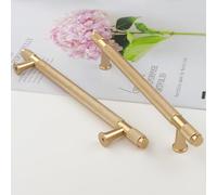 Pexintek 10 Pezzi Dorate Mobili Moderni Maniglie per Mobili da Cucina Aluminum Alloy, 160mm Distanza dei Fori Maniglie Armadio Camera da Letto Maniglie Cassetti Porte Maniglie Cucina (Giallo Oro)