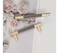 Pexintek 10 Pezzi Dorate Mobili Moderni Maniglie per Mobili da Cucina Aluminum Alloy, 96mm Distanza dei Fori Maniglie Armadio Camera da Letto Maniglie Cassetti Porte Maniglie Cucina (Grigio Dorato)