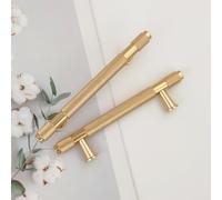 Pexintek 10 Pezzi Dorate Mobili Moderni Maniglie per Mobili da Cucina Aluminum Alloy, 96mm Distanza dei Fori Maniglie Armadio Camera da Letto Maniglie Cassetti Porte Maniglie Cucina (Giallo Oro)