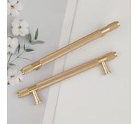 Pexintek 2 Pezzi Dorate Mobili Moderni Maniglie per Mobili da Cucina Aluminum Alloy, 128mm Distanza dei Fori Maniglie Armadio Camera da Letto Maniglie Cassetti Porte Maniglie Cucina (Giallo Oro)