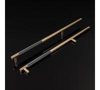 Pexintek 2 Pezzi Dorate Mobili Moderni Maniglie per Mobili da Cucina Aluminum Alloy, 256mm Distanza dei Fori Maniglie Armadio Camera da Letto Maniglie Cassetti Porte Maniglie Cucina (Grigio Dorato)